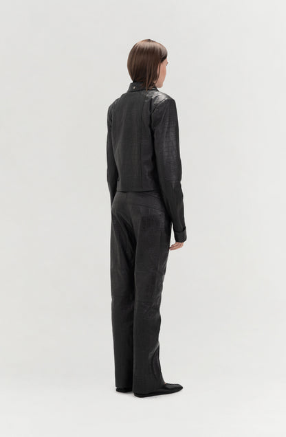 Isaac Leather Pants Black Croc