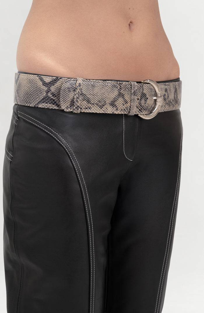 Harrison Leather Belt Snake Print