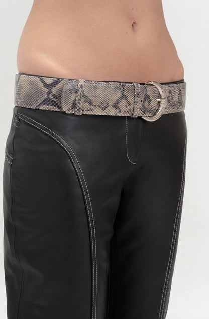 Harrison Leather Belt Snake Print