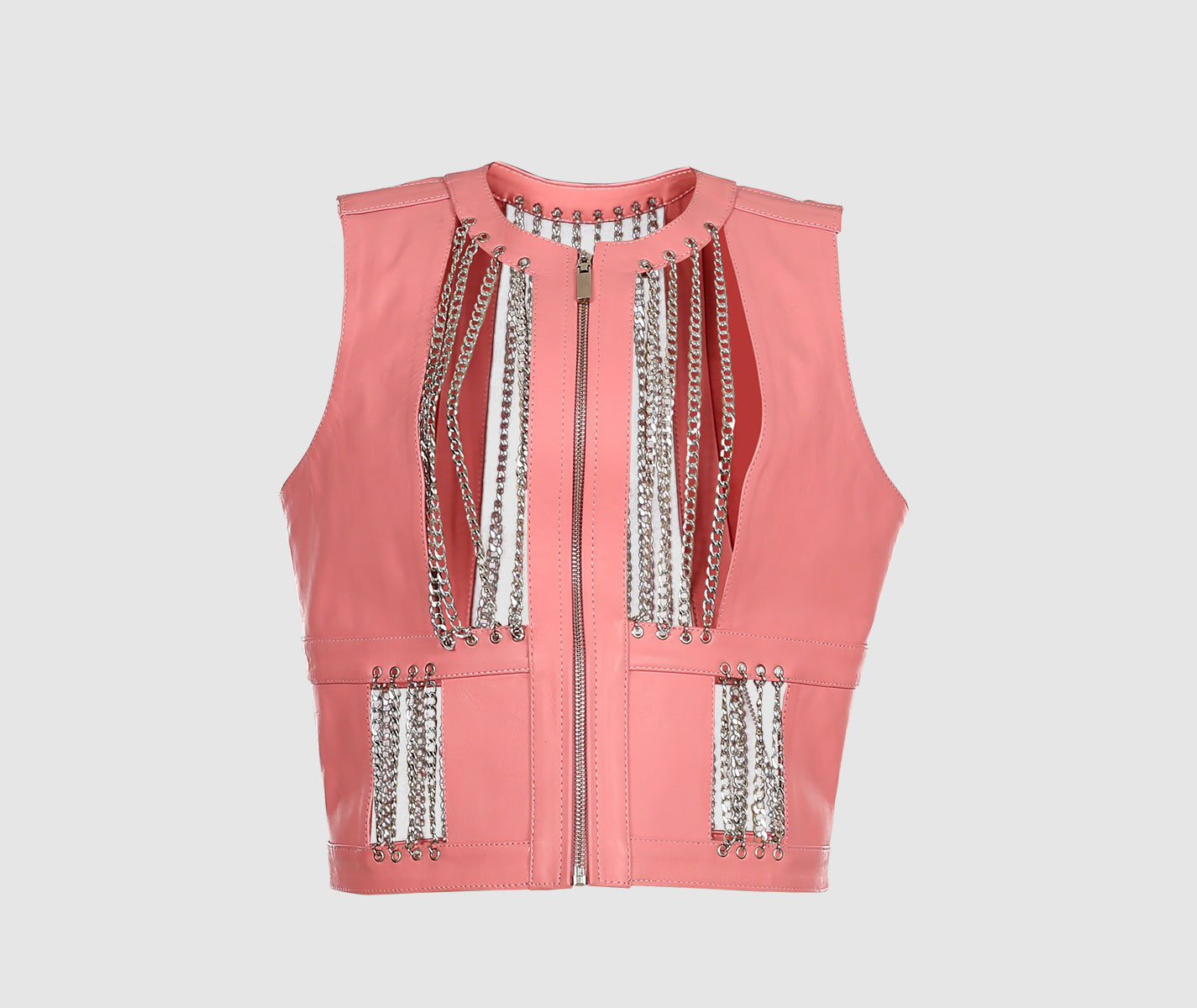 Aria Leather Vest Blush Pink