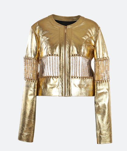 Aria Leather Jacket Gold