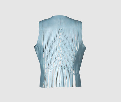 Attalea Leather Vest Electric Baby Blue