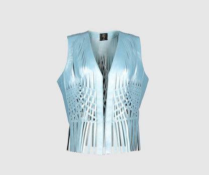 Attalea Leather Vest Electric Baby Blue