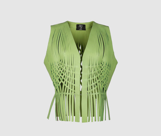 Attalea Leather Vest Lime Green