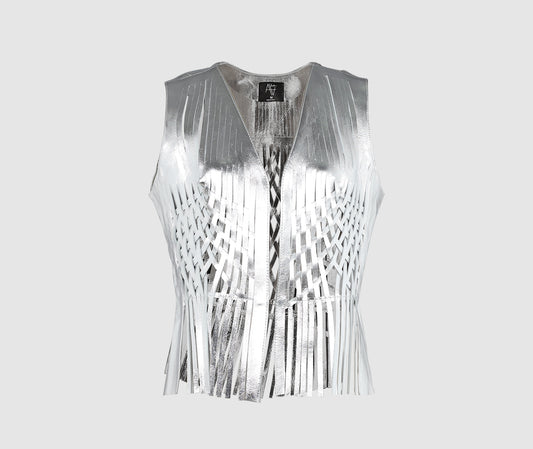 Attalea Leather Vest Silver