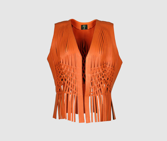 Attalea Leather Vest Orange