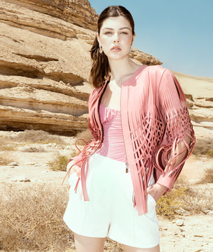 Attalea Leather Jacket Blush Pink