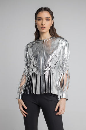 Attalea Leather Jacket Silver