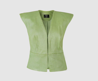Ausborn Leather Vest Electric Lime Green