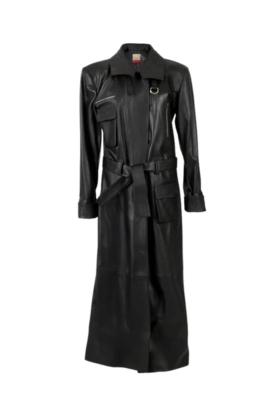 Austin Leather Coat Ostrish Black - Limited Edition