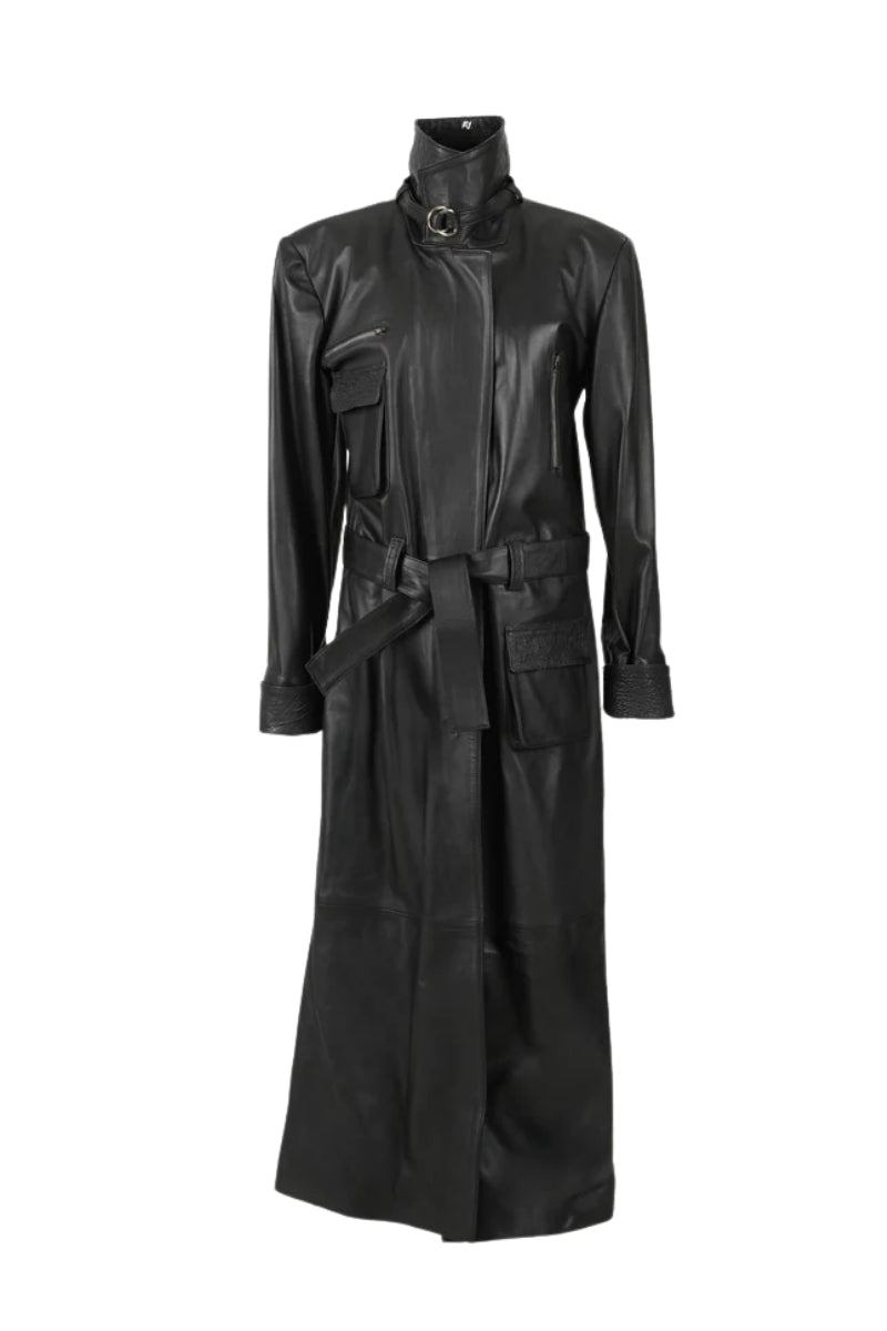 Austin Leather Coat Ostrish Black - Limited Edition