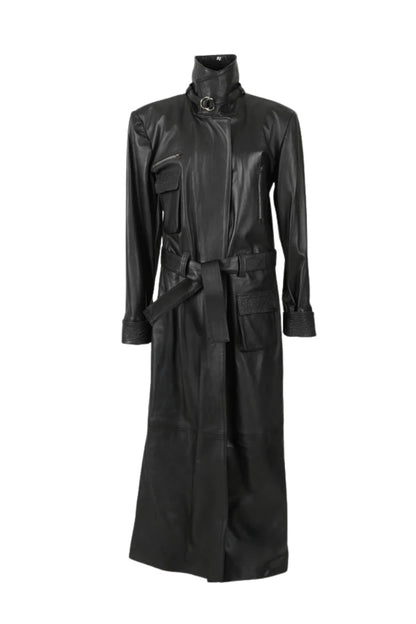 Austin Leather Coat Ostrish Black - Limited Edition