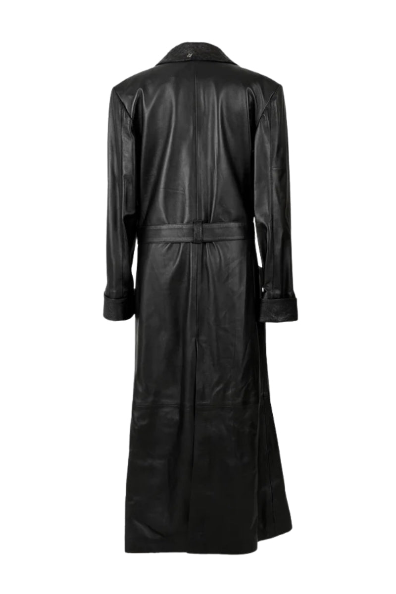 Austin Leather Coat Ostrish Black - Limited Edition