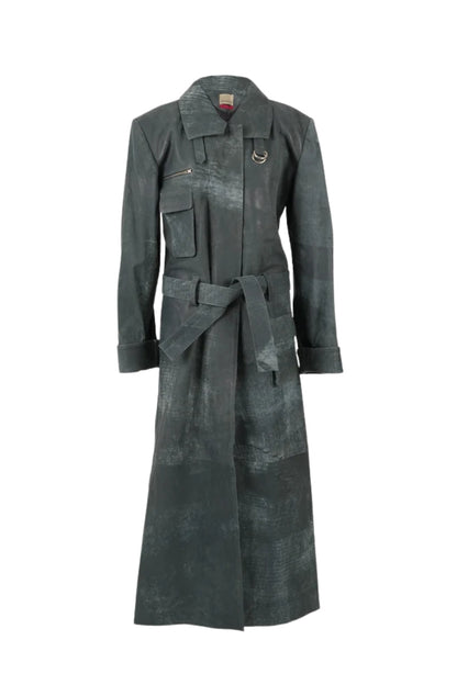 Austin Leather Coat Washed Grey