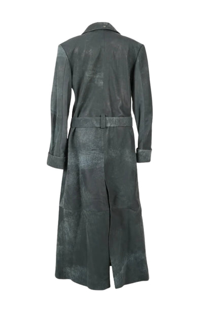 Austin Leather Coat Washed Grey