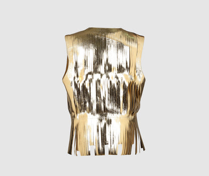 Ayla Leather Vest Gold