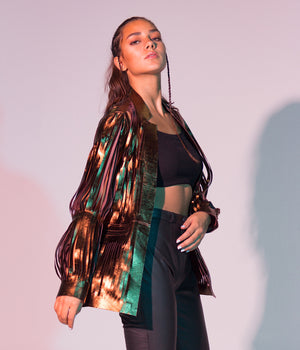 Ayla Leather Blazer Copper