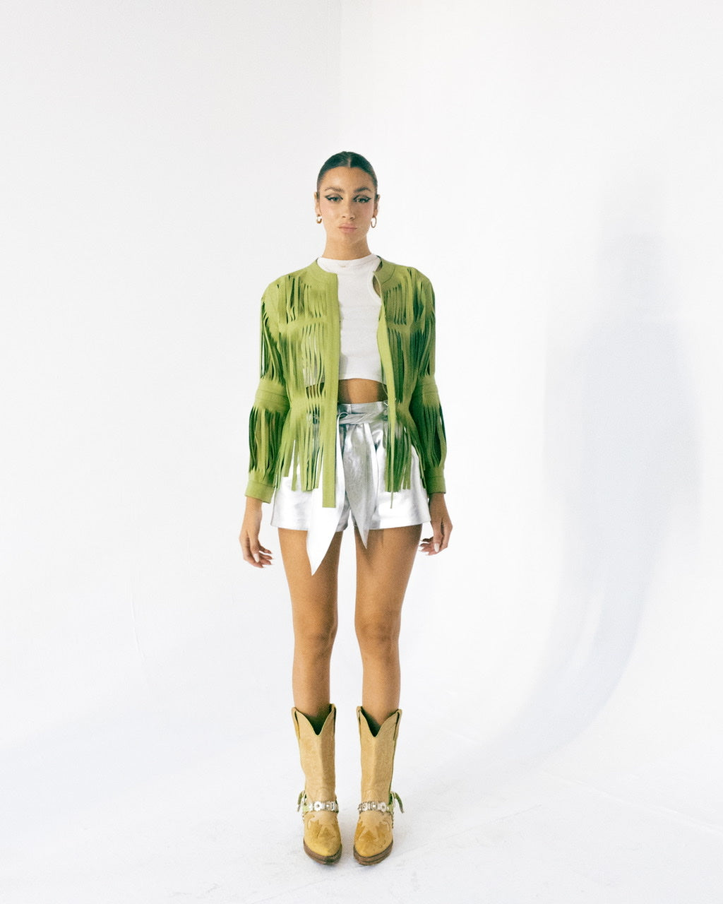 Ayla Leather Jacket Lime Green