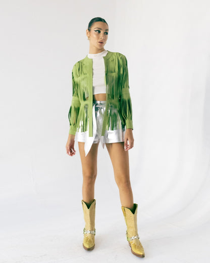 Ayla Leather Jacket Lime Green