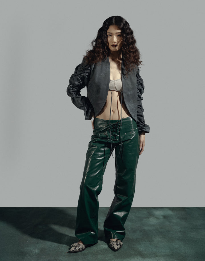 Jason Leather Pants Olive