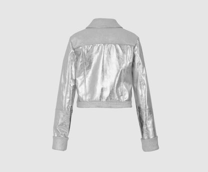 Auzinnia Leather Jacket Silver