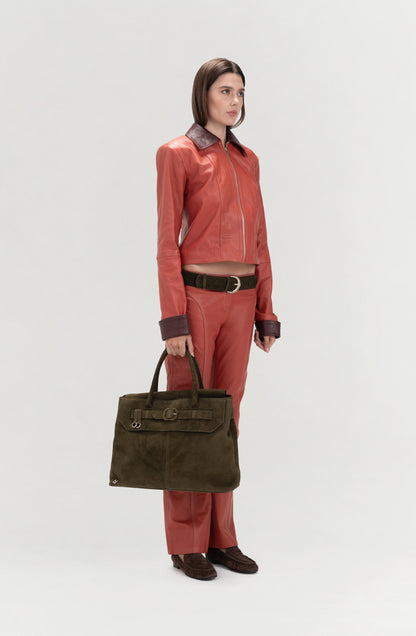 Harper II Leather Jacket Orange x Burgundy