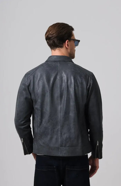 Logan Leather Jacket Washed grey