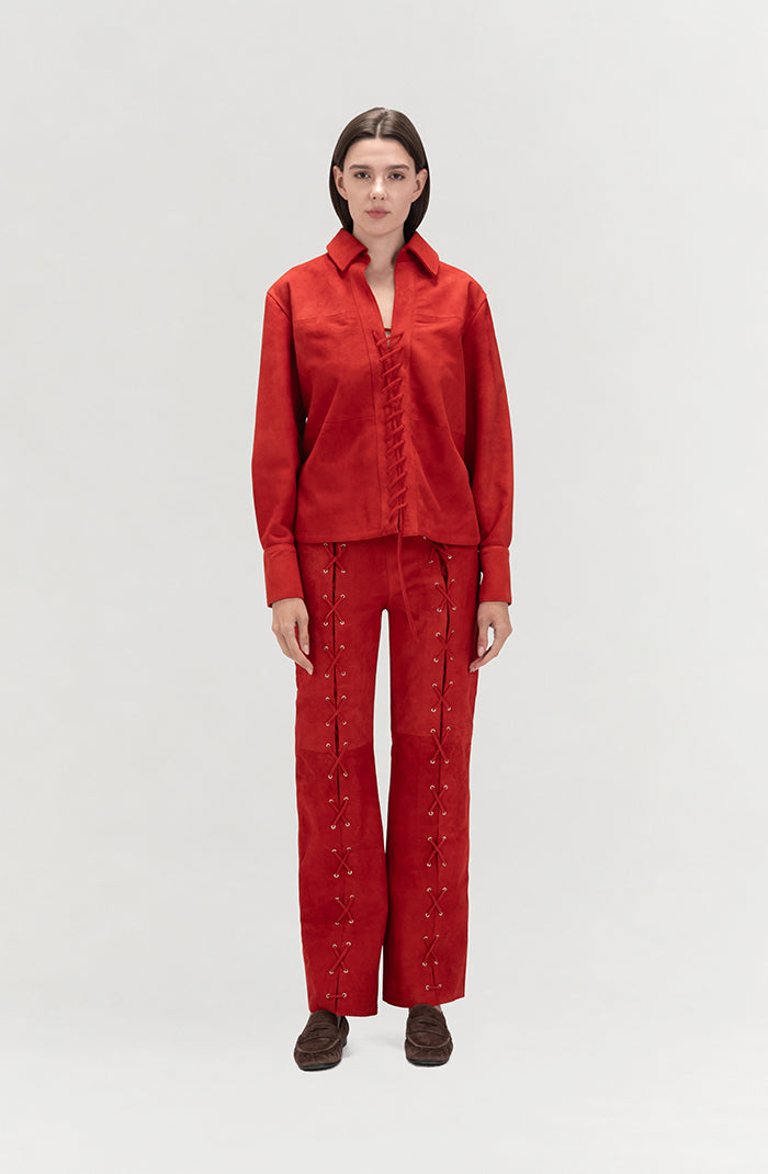 Liana Suede Shirt Red
