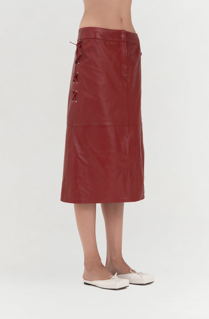 Jason Leather Skirt Red