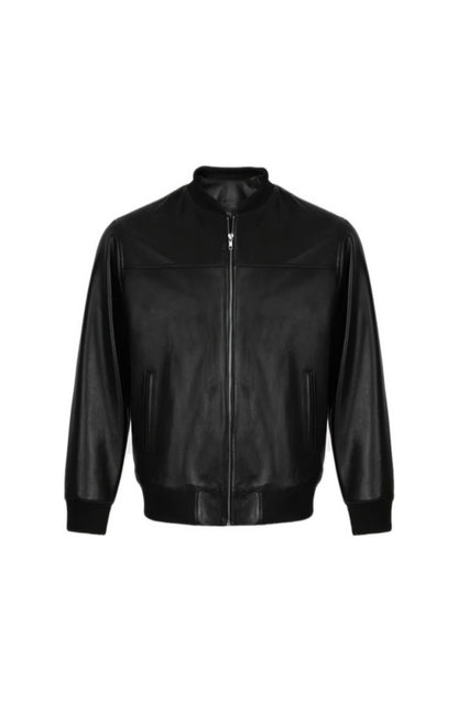 Bailey Bomber Leather Jacket Black