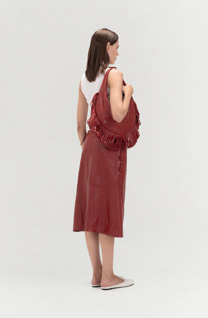 Jason Leather Skirt Red
