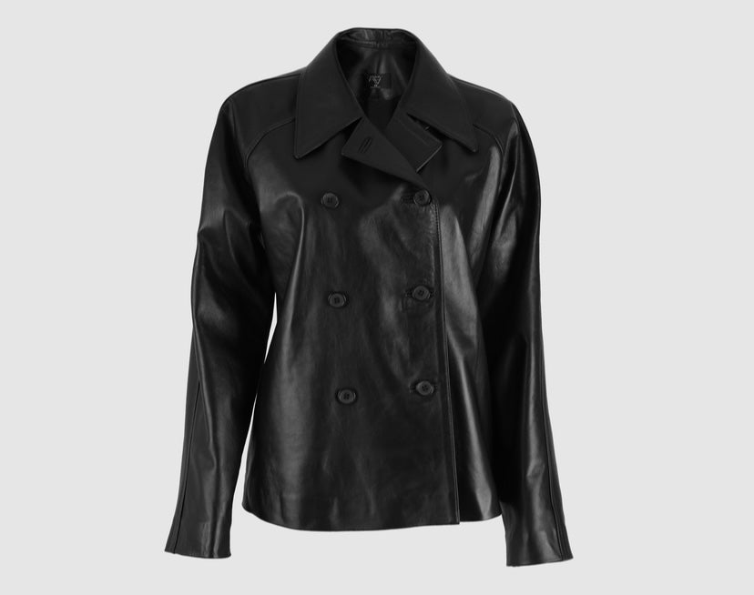 Gianna Leather Blazer Black