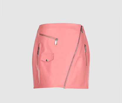 Biker Leather Skirt Blush Pink
