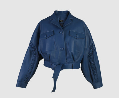 Buckthorn II Leather Jacket Navy Blue
