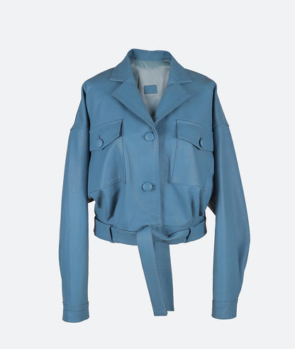 Buckthorn Leather Jacket Cerulean Blue