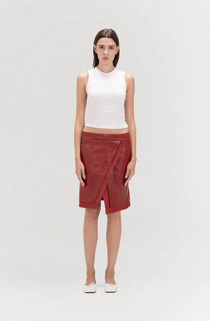 Aspen Leather Skirt Red x Red Ostrich - Limited Edition