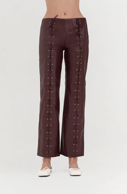 Adrian Leather Pants Burgundy