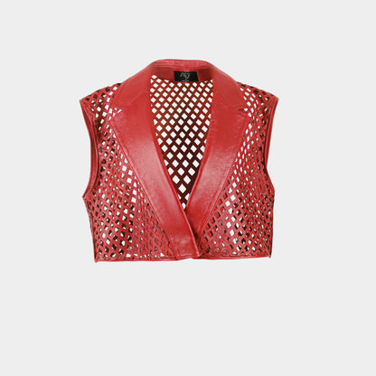 Kayden Leather Vest Red