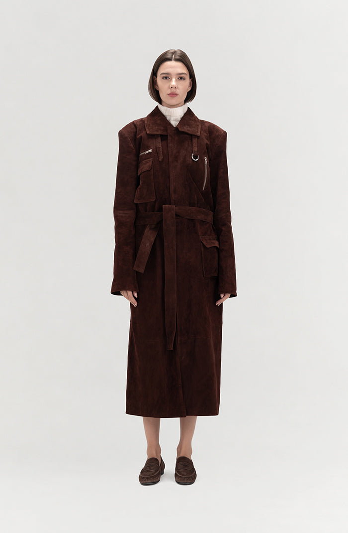 Austin Suede Coat Brown