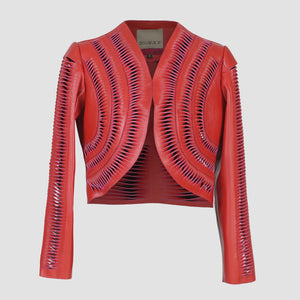 Kiara Leather Jacket Red