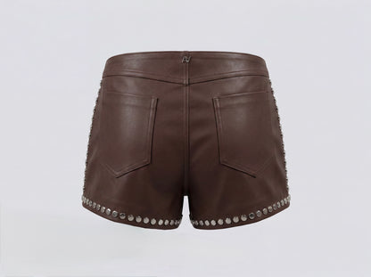 Double A x LJ Hedj Brown Leather Shorts