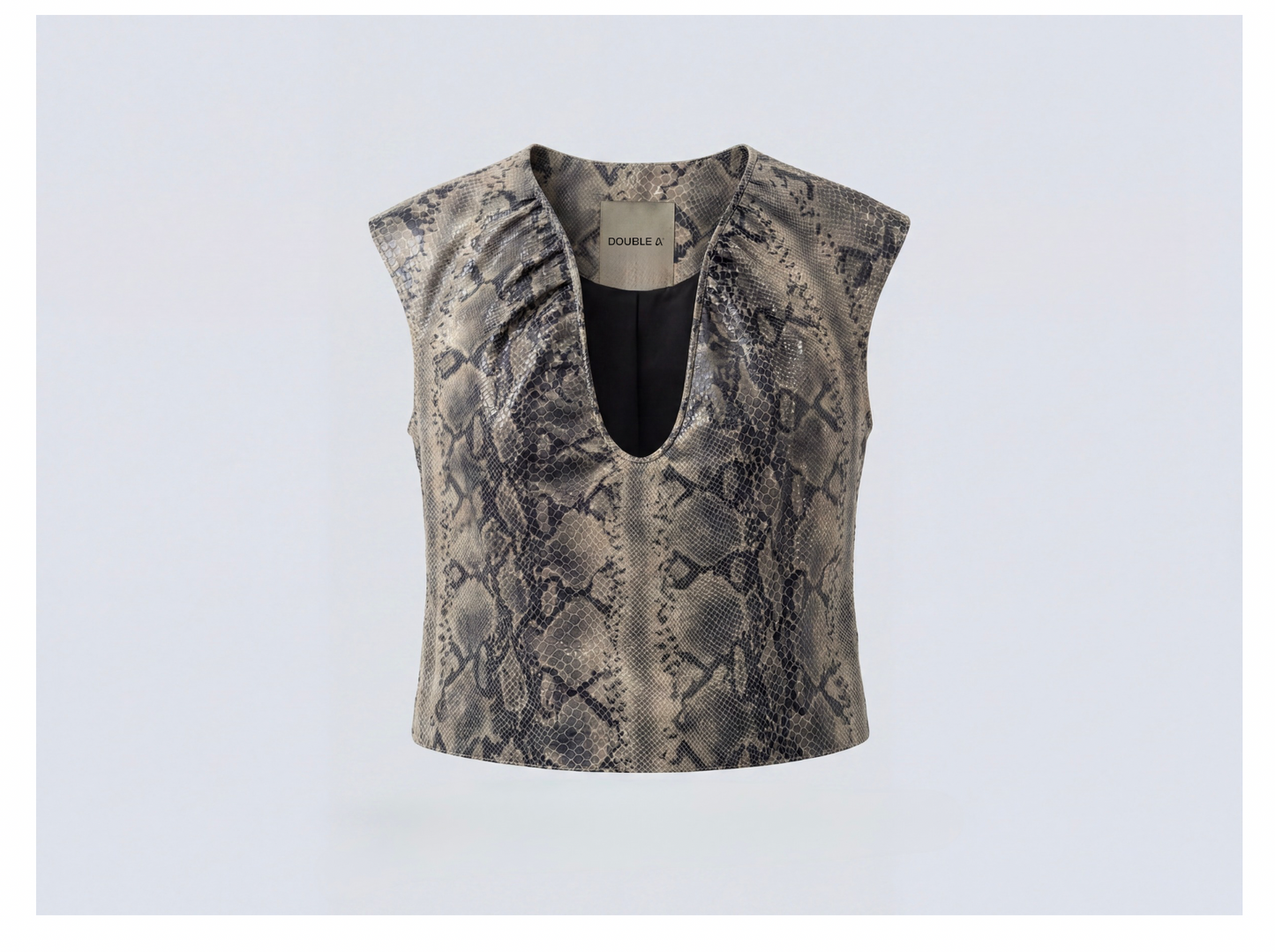 Fiona Leather Top Snake Print