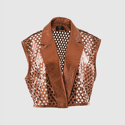 Kayden Leather Vest Burnt Copper