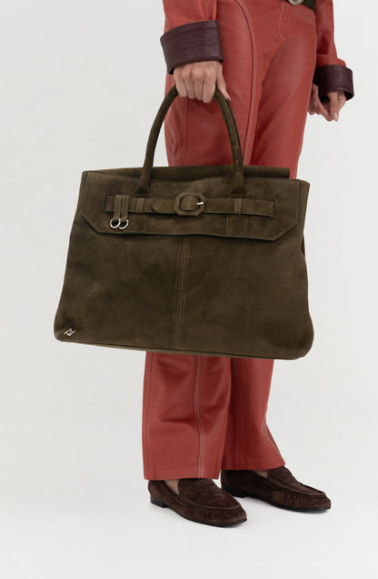 Eloura Oversized Suede Bag Olive