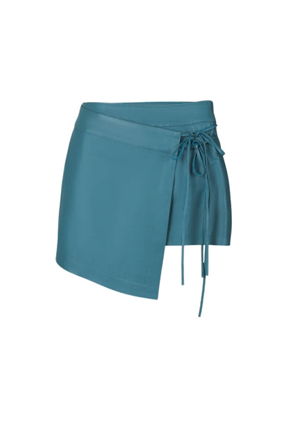 Celine Leather Skirt Cerulean Blue