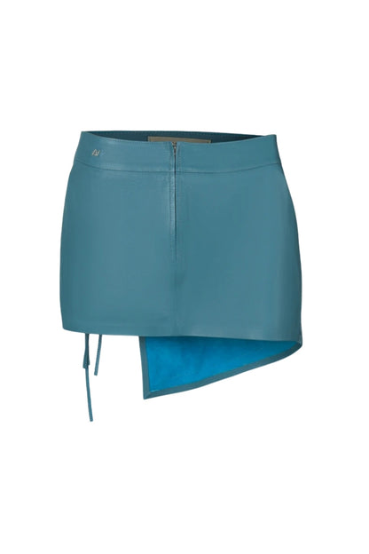 Celine Leather Skirt Cerulean Blue
