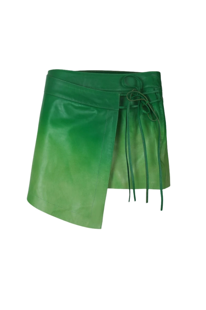 Celine Leather Skirt Green Ombre