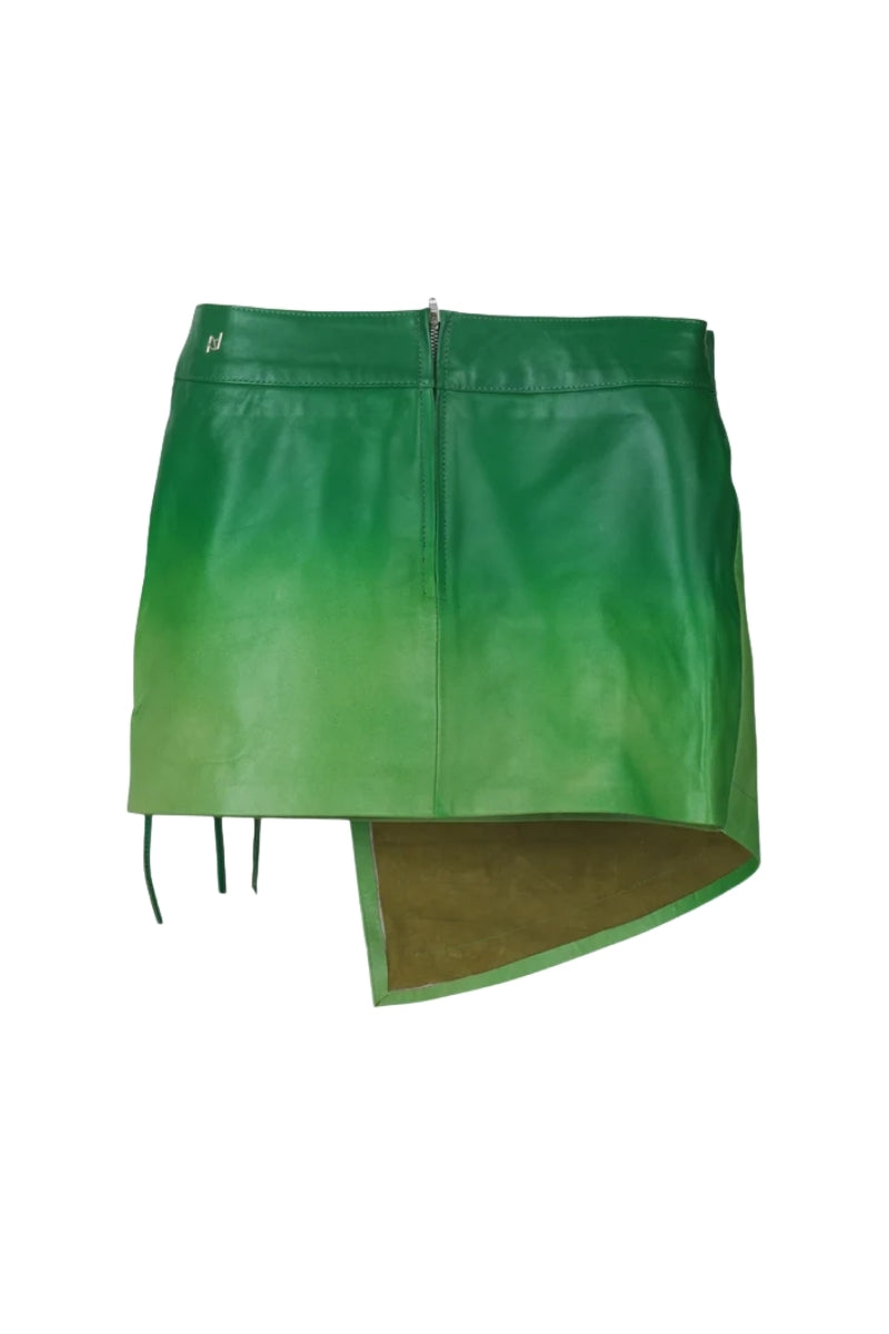 Celine Leather Skirt Green Ombre