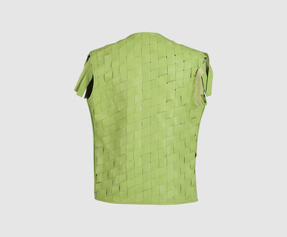 Chaturanga Leather Vest Lime Green