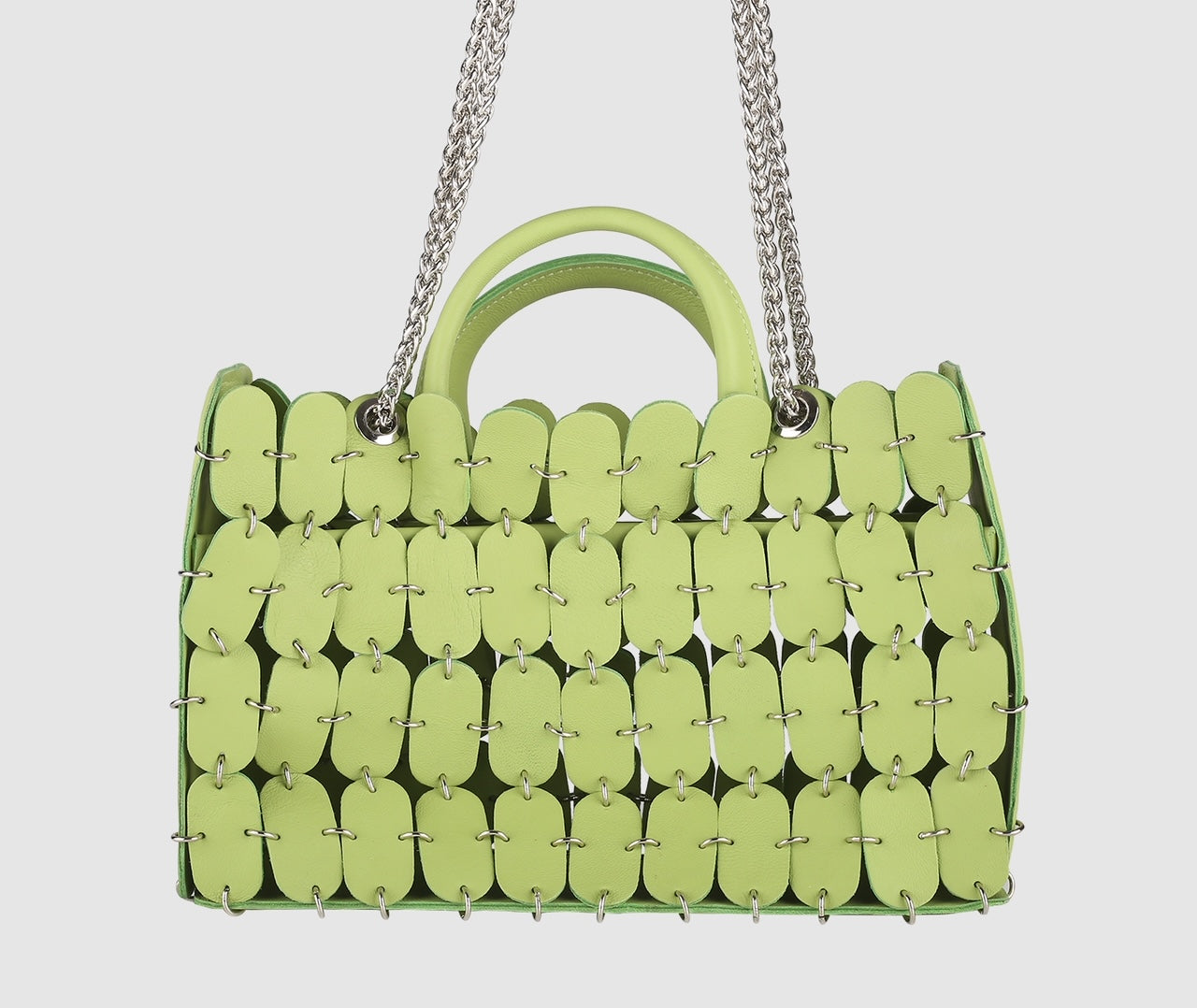 Chrome Leather Bag Lime Green